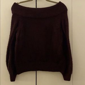 H&M Off The Shoulder Fuzzy Crop Sweater